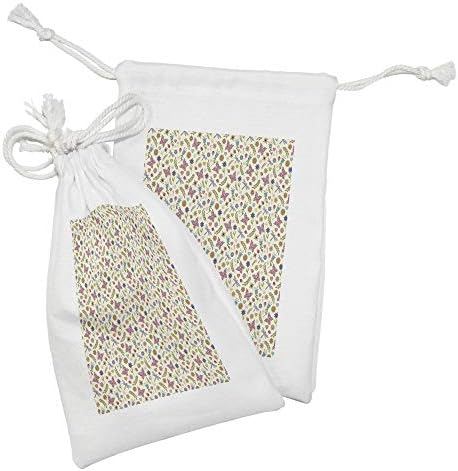 פרחי אמבסון בדים שקית בד של 2, דפוס עם פרחים צבעוניים מופשטים שפירית פרפר פרפר קישוטי קישוטי שרבוט, תיק משיכה קטן למסכות ומוצרי מוצרי