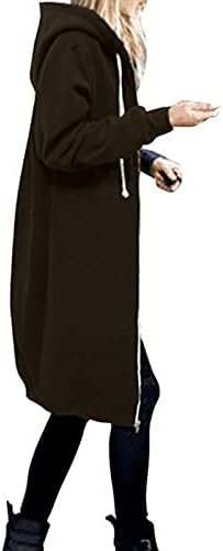 מעילי סתיו של Huankd נשים ומעילים רוכסן קפוצ'ונים פתוחים סווטשירט סווטשירט מעיל מעיל ארוך צמרות ז'קט מג'ט אופנה