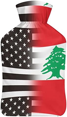 שחור ולבן ארהב לבנון דגל מים חמים בקבוק 1000 מ ל עם כיסוי רך נשלף חם קר חבילת מים הזרקת תיק עבור יד רגליים חם מיטה חם יותר